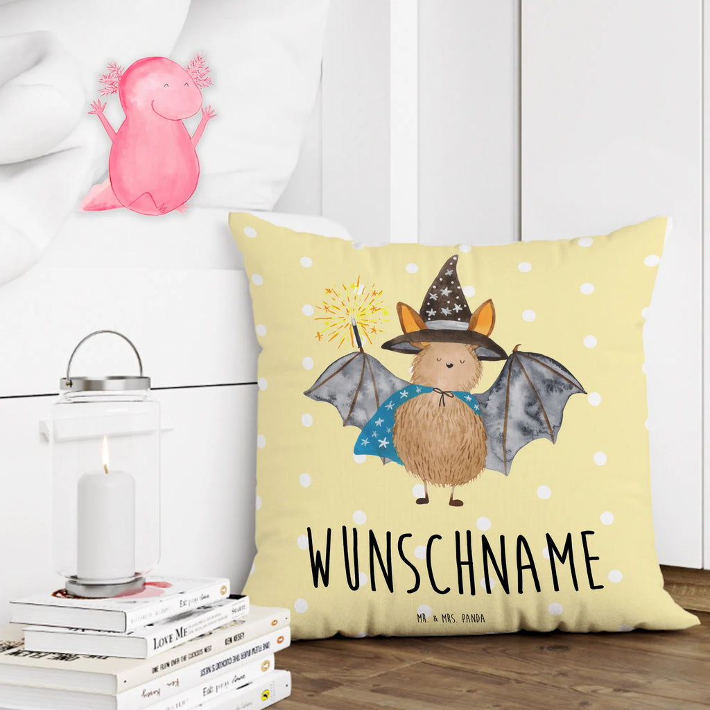Personalised cushion bat wizard small animals, cute, funny, cute animal motives, hand drawn, small world, funny sayings, good mood, happy, gifts, gift ideas, special gifts, animal lover, card, get in, magicians, sorcerers, women, bats, Bats