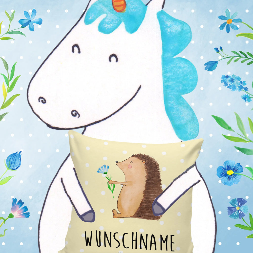 Personalised cushion Hedgehog Flower small animals, cute, funny, cute animal motives, hand drawn, small world, funny sayings, good mood, happy, gifts, gift ideas, special gifts, animal lover, card, visit, hospital, recovery wishes, illness, sick, hedgehog, get well soon