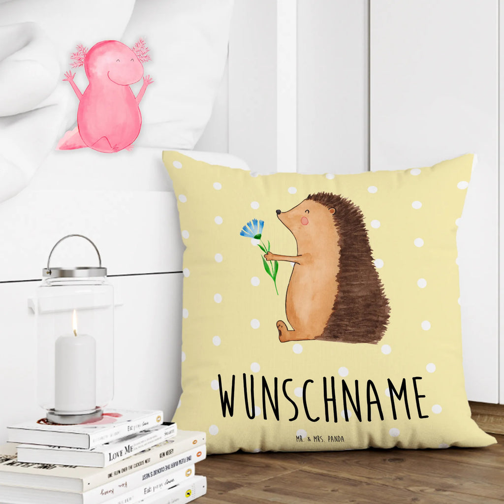 Personalised cushion Hedgehog Flower small animals, cute, funny, cute animal motives, hand drawn, small world, funny sayings, good mood, happy, gifts, gift ideas, special gifts, animal lover, card, visit, hospital, recovery wishes, illness, sick, hedgehog, get well soon