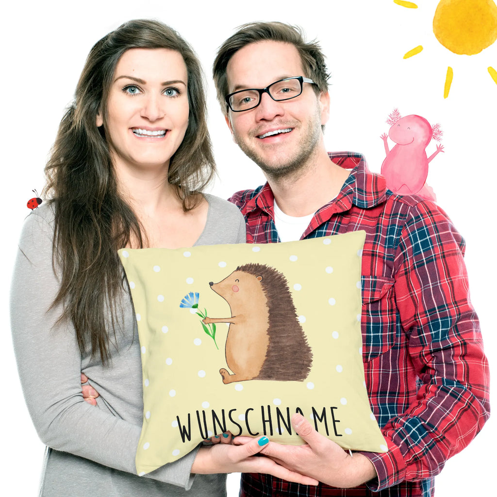 Personalised cushion Hedgehog Flower small animals, cute, funny, cute animal motives, hand drawn, small world, funny sayings, good mood, happy, gifts, gift ideas, special gifts, animal lover, card, visit, hospital, recovery wishes, illness, sick, hedgehog, get well soon