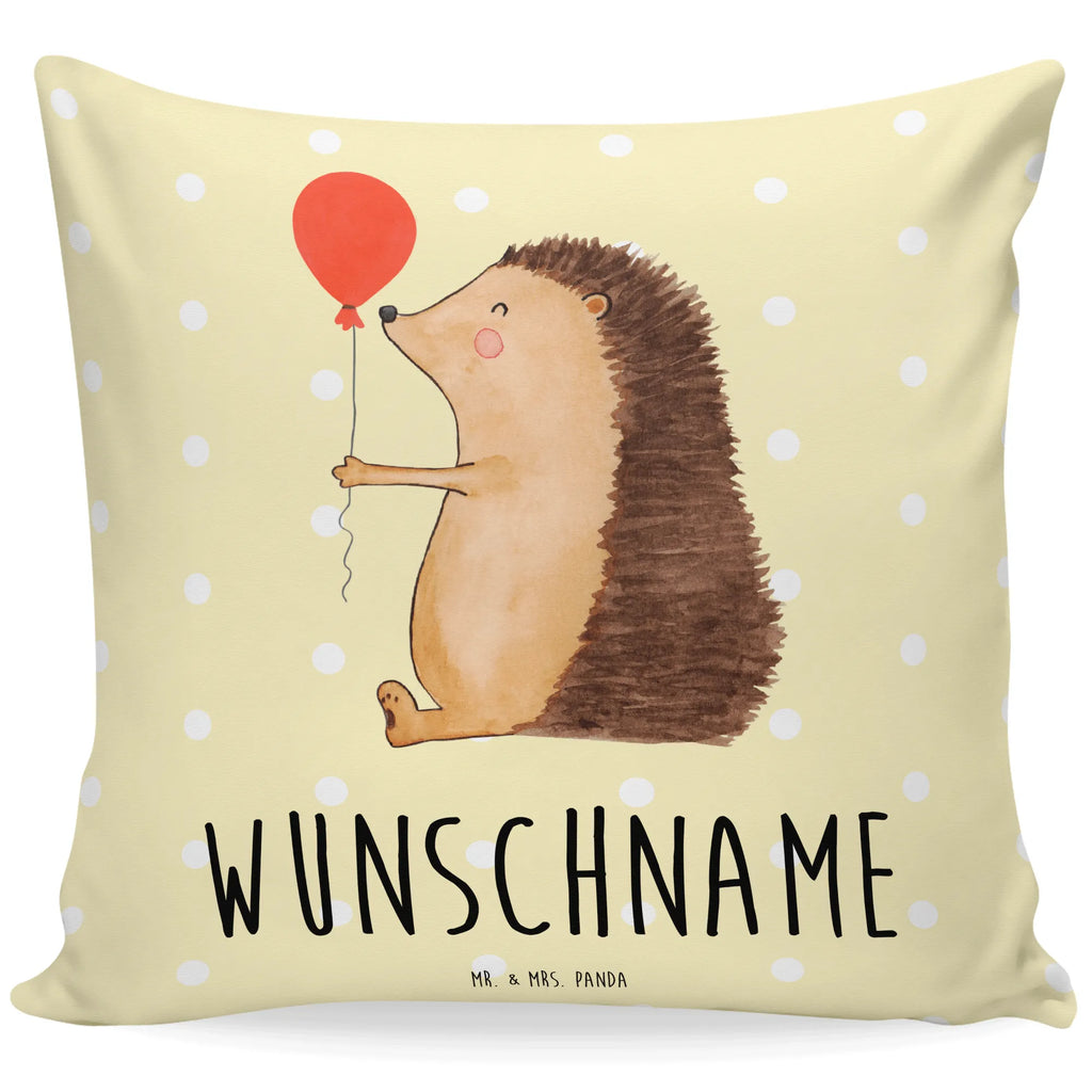 Personalisiertes Kissen Igel mit Luftballon Kopfkissen, Name, Kissen, Wunschname, personalisiert, bedrucken, Tiermotive, Gute Laune, lustige Sprüche, Tiere, Happy Birthday, Herzlichen Glückwunsch, Glückwunsch, Igel, Geburtstagskind, Geburtstag, Ballon