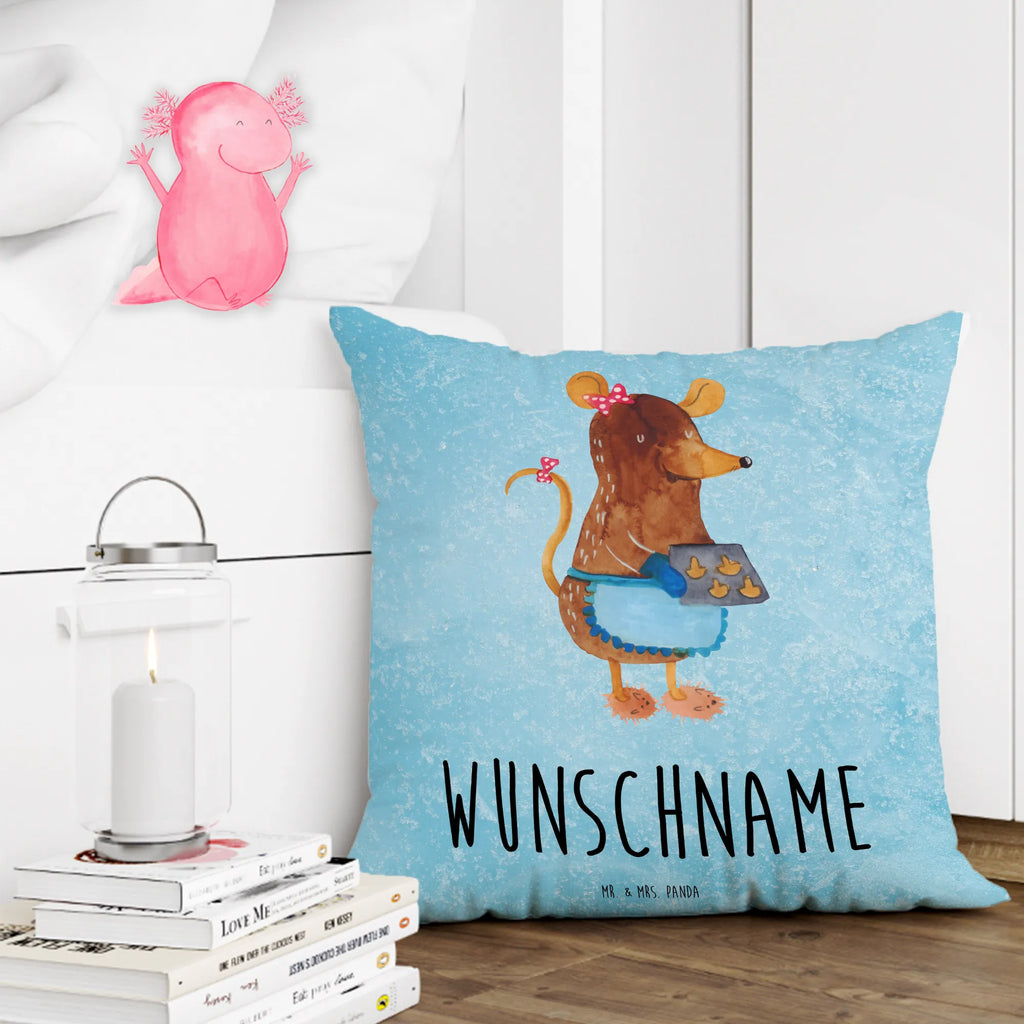 Personalisiertes Kissen Maus Kekse bedrucken, Kopfkissen, Name, Wunschname, Kissen, personalisiert, Winter, Weihnachten, Weihnachtsdeko, Nikolaus, Advent, Heiligabend, Wintermotiv, Weihnachtsbäckerei, Maus, backen, Kekse, Chaosqueen, Weihnachtskekse, Plätzchen