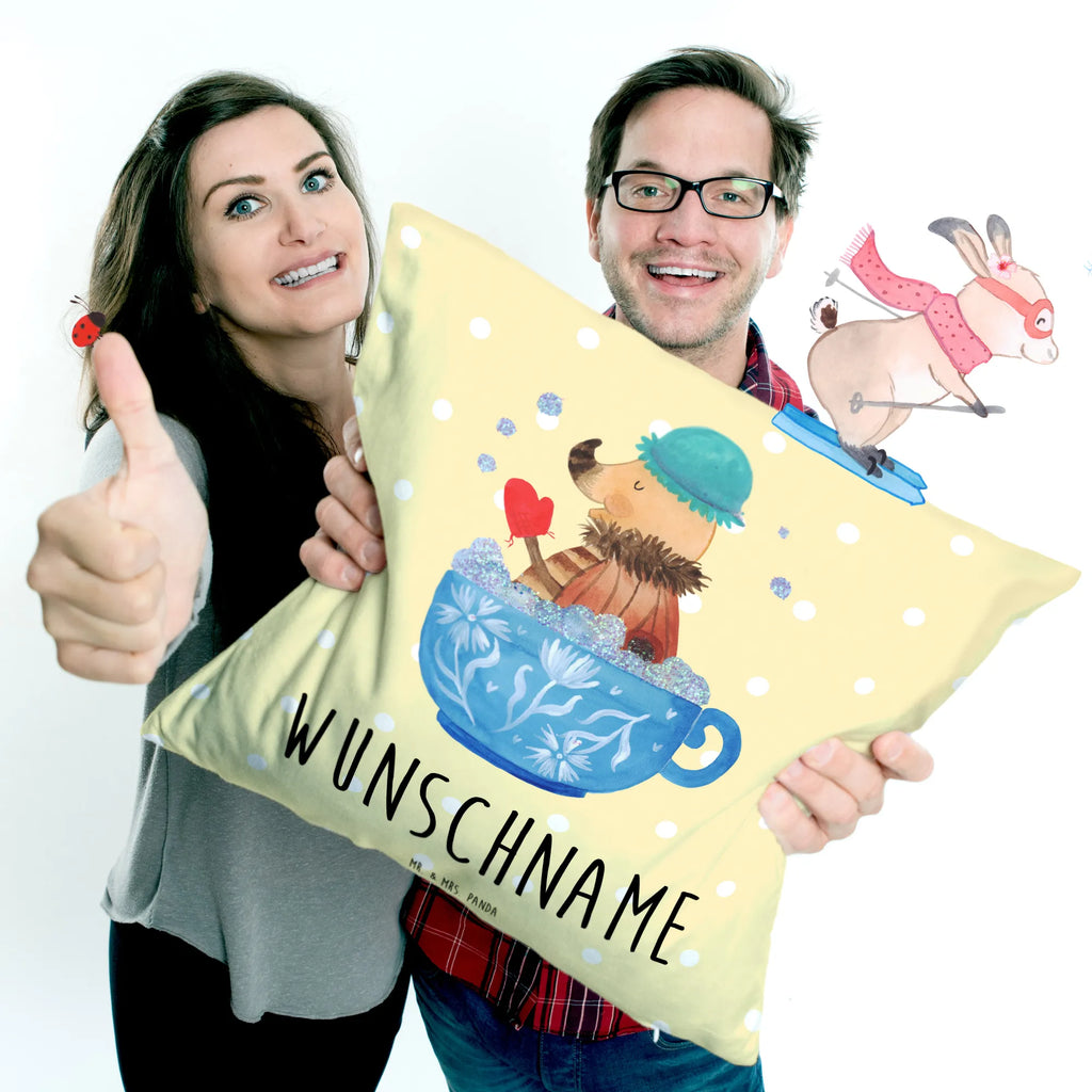 Personalised cushion Moth foam bath small animals, cute, funny, cute animal motives, hand drawn, small world, funny sayings, good mood, happy, gifts, gift ideas, special gifts, animal lover, card, bath, dreaming, bathing, WC, time management, cup, Moth, bathroom, dreamy, bubble bath, goals, bathroom decoration