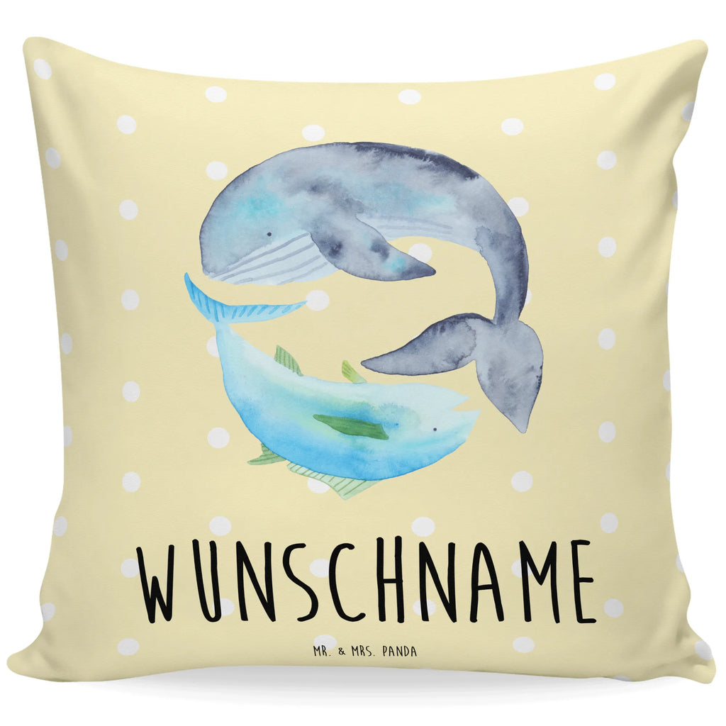 Personalisiertes Kissen Walfisch & Thunfisch Name, personalisiert, Kopfkissen, Wunschname, Kissen, bedrucken, Tiermotive, Gute Laune, lustige Sprüche, Tiere, Spruch lustig, Flachwitz, Tunfisch, Wahl, Wortwitz lustig, Spruch des Tages, Flachwitz Geschenk, Wal, Witz