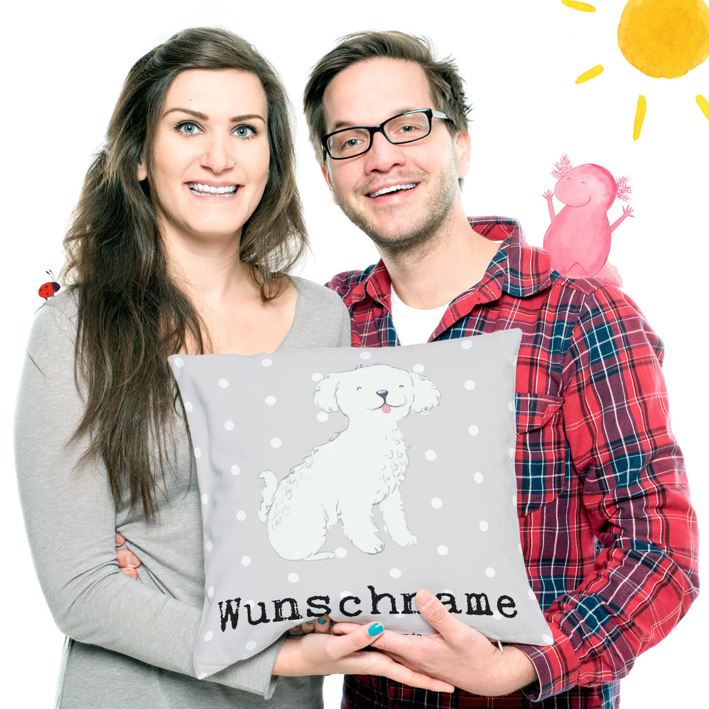 Personalisiertes Kissen Bichon Frisé Lebensretter bedrucken, Wunschname, Kissen, personalisiert, Kopfkissen, Name, Hund, Hunderasse, Rassehund, Hundebesitzer, Geschenk, Tierfreund, Schenken, Welpe, Bichon Frisé