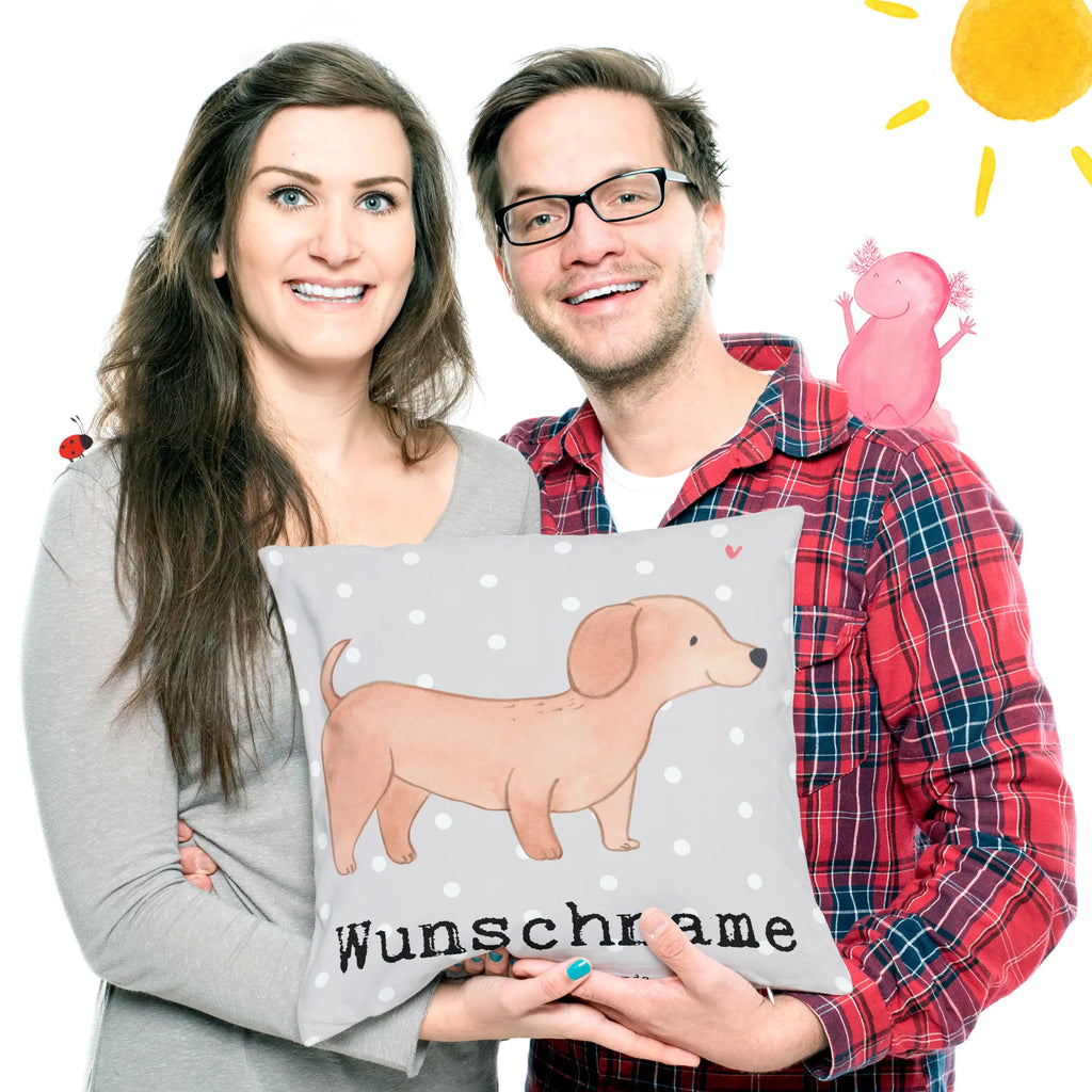 Personalisiertes Kissen Dackel Kurzhaardackel Lebensretter personalisiert, bedrucken, Name, Kopfkissen, Kissen, Wunschname, Hund, Hunderasse, Rassehund, Hundebesitzer, Geschenk, Tierfreund, Schenken, Welpe, Kurzhaardackel, Teckel, Dachshund