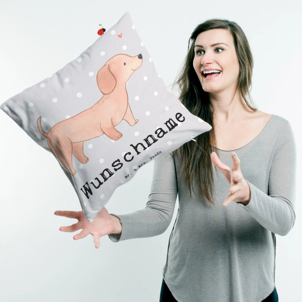Personalisiertes Kissen Dackel Kurzhaardackel Lebensretter personalisiert, bedrucken, Name, Kopfkissen, Kissen, Wunschname, Hund, Hunderasse, Rassehund, Hundebesitzer, Geschenk, Tierfreund, Schenken, Welpe, Kurzhaardackel, Teckel, Dachshund