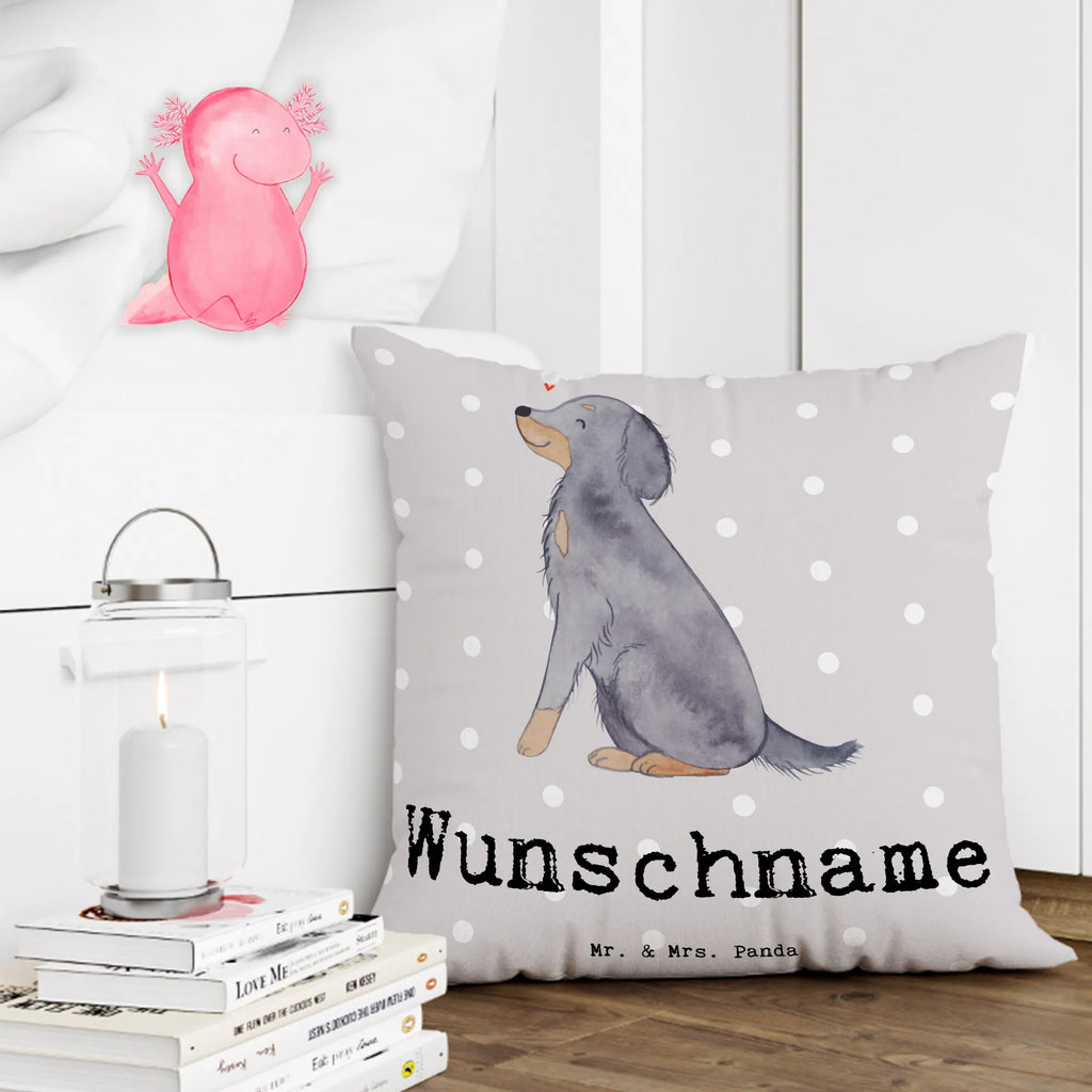 Personalisiertes Kissen Gordon Setter Lebensretter Kissen, Name, Kopfkissen, Wunschname, bedrucken, personalisiert, Hund, Hunderasse, Rassehund, Hundebesitzer, Geschenk, Tierfreund, Schenken, Welpe, Jagdhund, Gordon Shetter