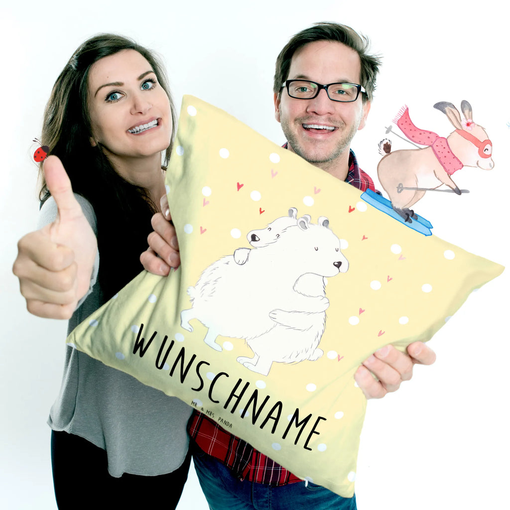 Personalised cushion Icebear Embrace small animals, cute, funny, cute animal motives, hand drawn, small world, funny sayings, good mood, happy, gifts, gift ideas, special gifts, animal lover, card