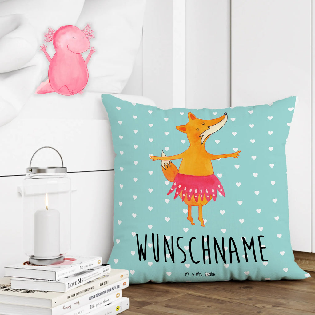 Personalisiertes Kissen Fuchs Ballerina Kissen, Kopfkissen, Wunschname, Name, bedrucken, personalisiert, Fuchs, Einladung, Tanzen, Ballerina, Füchse, Geburtstag, Füchsin, Tänzerin, Ballett, Party, Fuchs Spruch