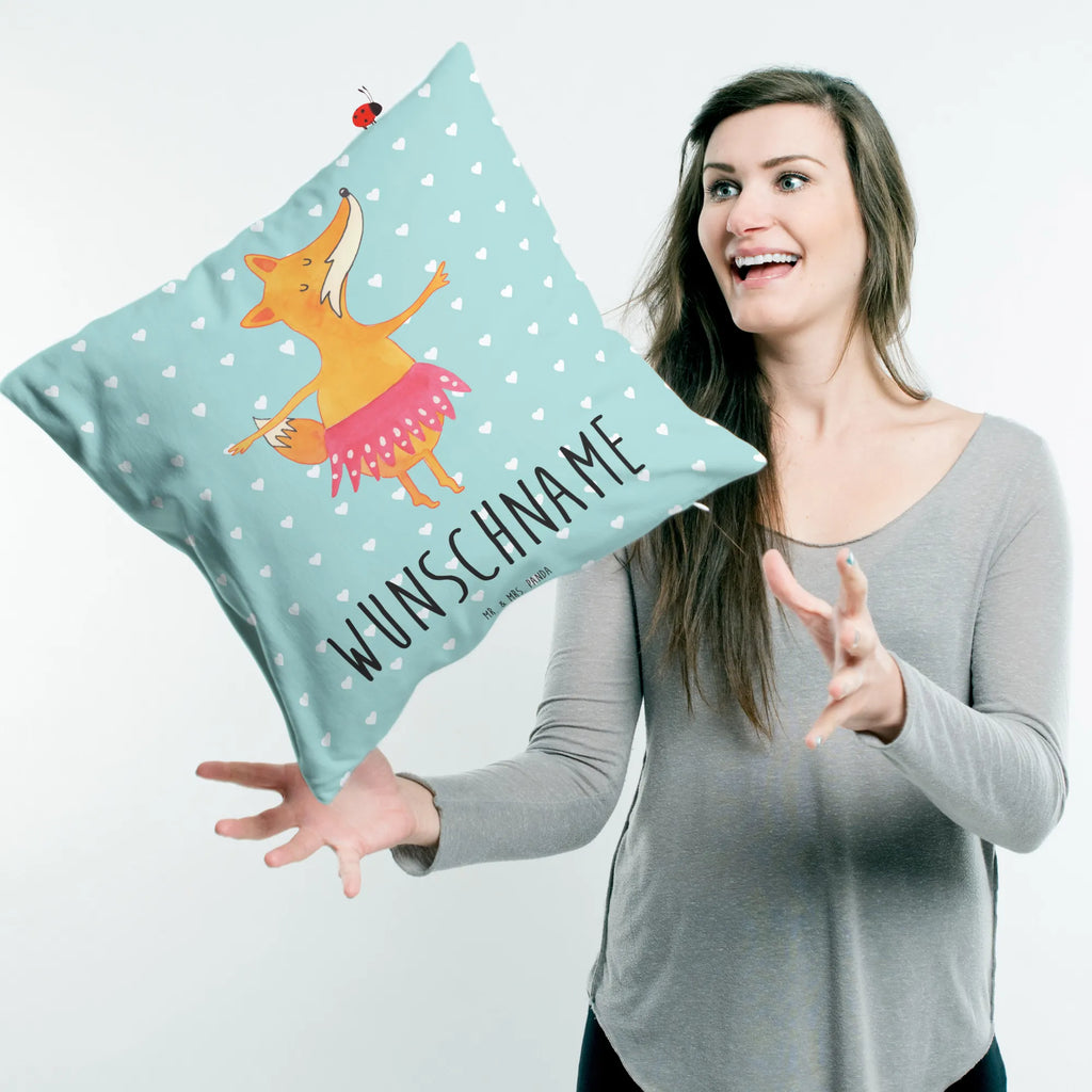 Personalisiertes Kissen Fuchs Ballerina Kissen, Kopfkissen, Wunschname, Name, bedrucken, personalisiert, Fuchs, Einladung, Tanzen, Ballerina, Füchse, Geburtstag, Füchsin, Tänzerin, Ballett, Party, Fuchs Spruch