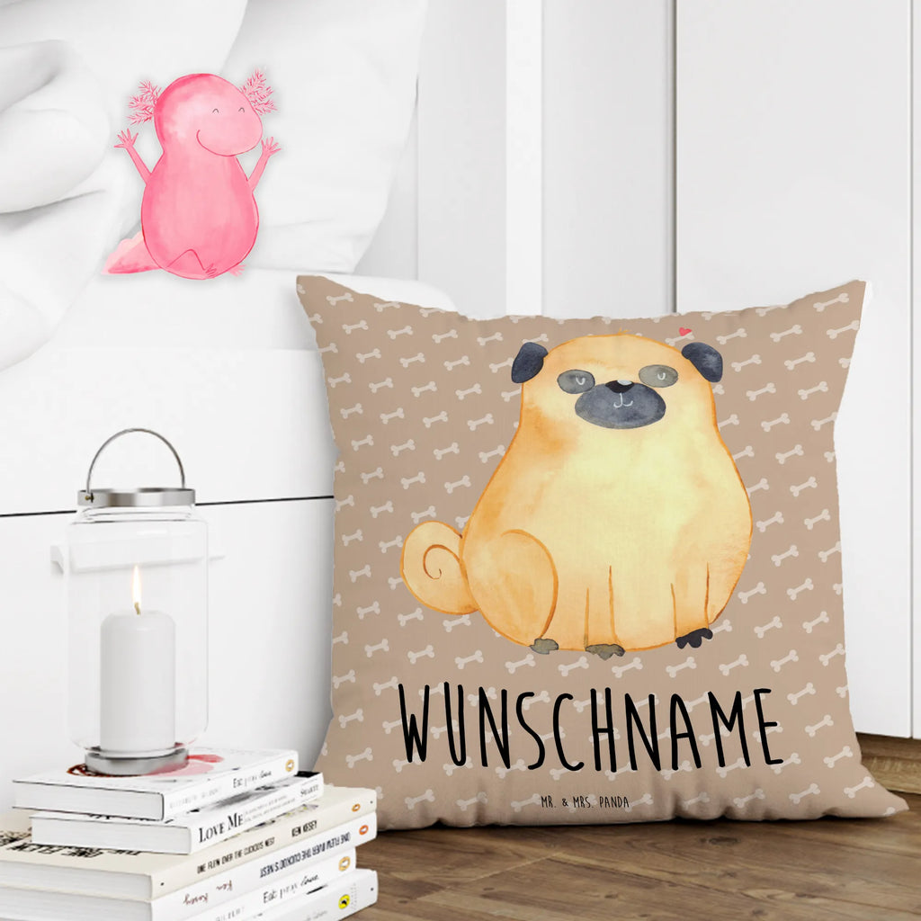 Personalisiertes Kissen Mops Kissen, Name, personalisiert, Kopfkissen, Wunschname, bedrucken, Hund, Hundemotiv, Haustier, Hunderasse, Tierliebhaber, Hundebesitzer, Sprüche, Mops, Liebe, Hundeliebe