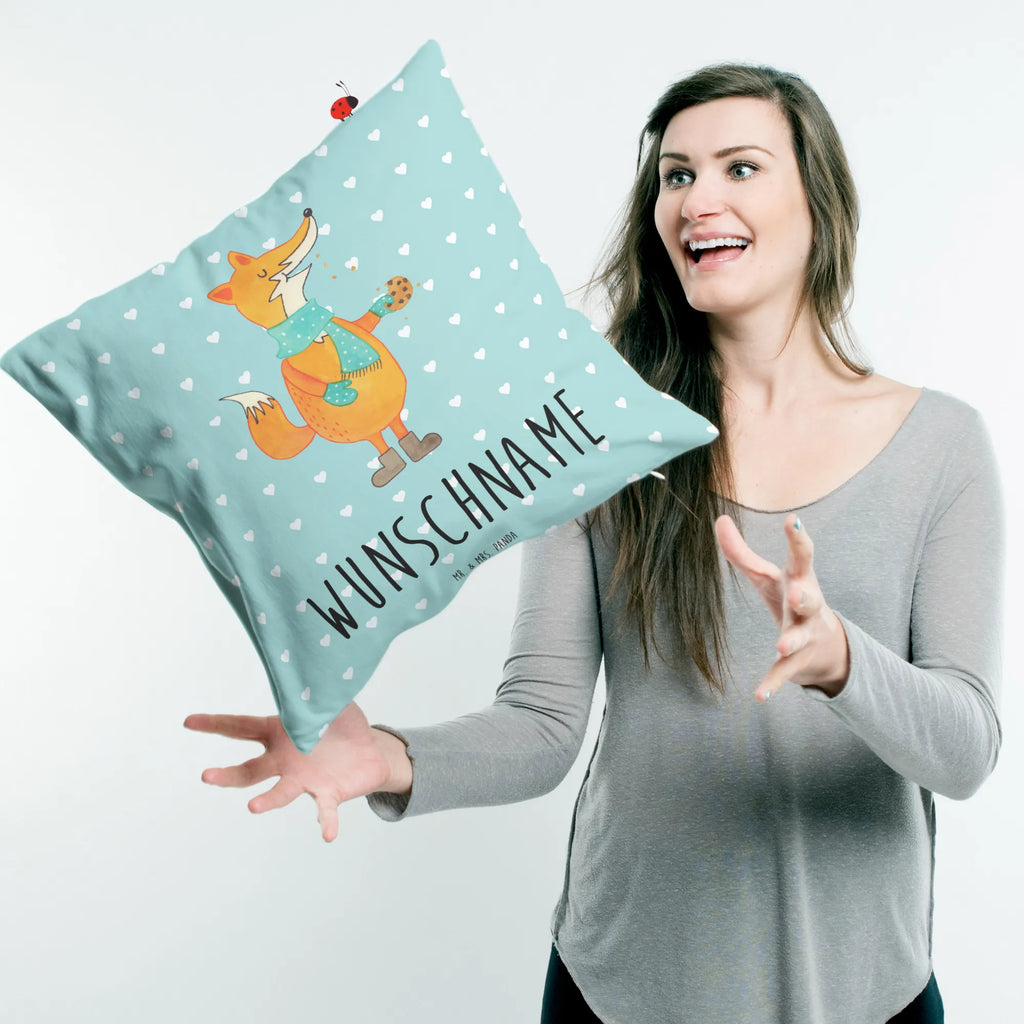 Personalisiertes Kissen Fuchs Keks Name, Kissen, Wunschname, Kopfkissen, bedrucken, personalisiert, Fuchs, Küche Deko, Winter, Weihnachtszeit, Füchse, Plätzchen, Kekse, Liebe, Backen Spruch