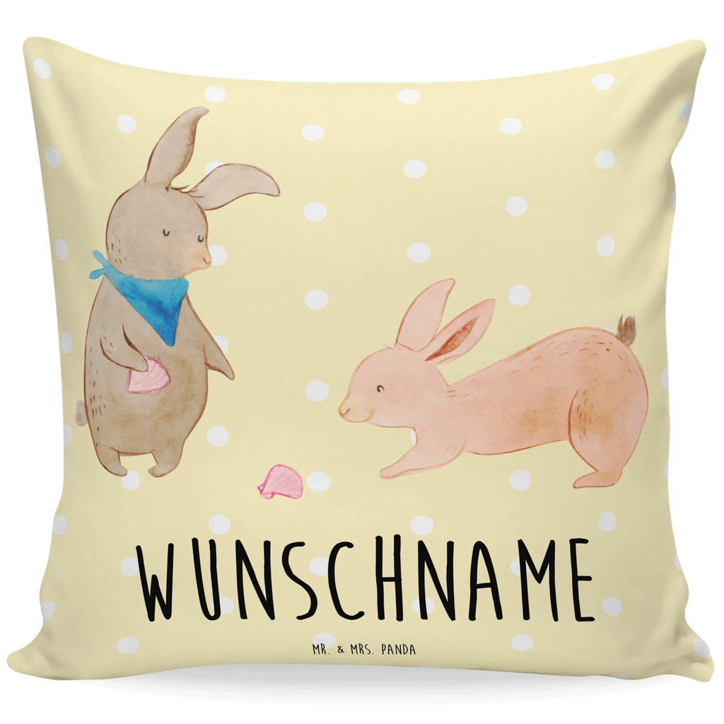 Personalisiertes Kissen Hasen Muschel Kopfkissen, Name, personalisiert, bedrucken, Kissen, Wunschname, Familie, Vatertag, Muttertag, Bruder, Schwester, Mama, Papa, Oma, Opa, Muscheln, Freundin, Muscheln sammeln, best friends, Meer, Freundinnen, beste Freundin, Hasen, BFF