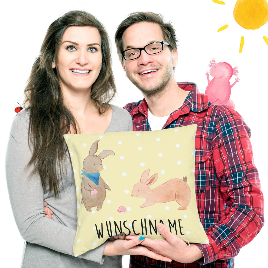 Personalisiertes Kissen Hasen Muschel Kopfkissen, Name, personalisiert, bedrucken, Kissen, Wunschname, Familie, Vatertag, Muttertag, Bruder, Schwester, Mama, Papa, Oma, Opa, Muscheln, Freundin, Muscheln sammeln, best friends, Meer, Freundinnen, beste Freundin, Hasen, BFF