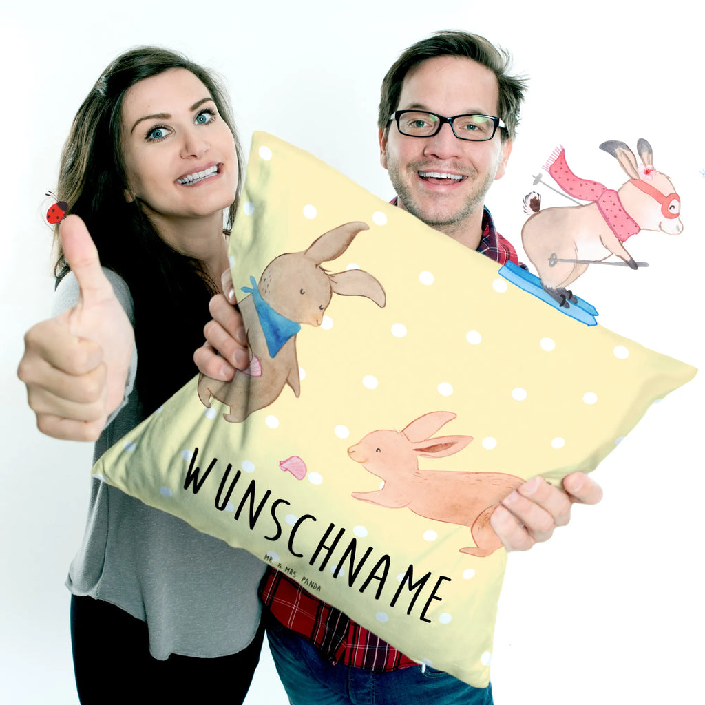 Personalisiertes Kissen Hasen Muschel Kopfkissen, Name, personalisiert, bedrucken, Kissen, Wunschname, Familie, Vatertag, Muttertag, Bruder, Schwester, Mama, Papa, Oma, Opa, Muscheln, Freundin, Muscheln sammeln, best friends, Meer, Freundinnen, beste Freundin, Hasen, BFF