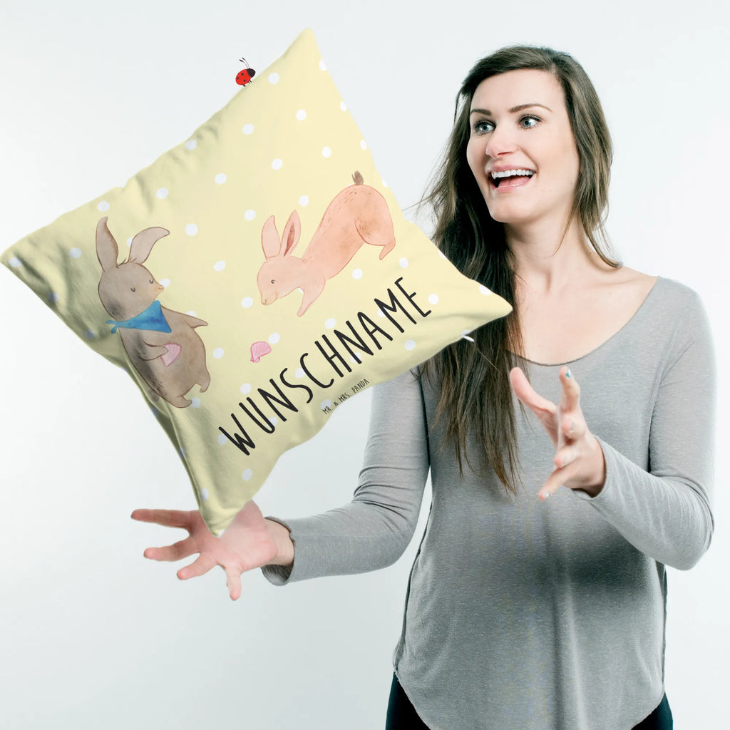 Personalisiertes Kissen Hasen Muschel Kopfkissen, Name, personalisiert, bedrucken, Kissen, Wunschname, Familie, Vatertag, Muttertag, Bruder, Schwester, Mama, Papa, Oma, Opa, Muscheln, Freundin, Muscheln sammeln, best friends, Meer, Freundinnen, beste Freundin, Hasen, BFF