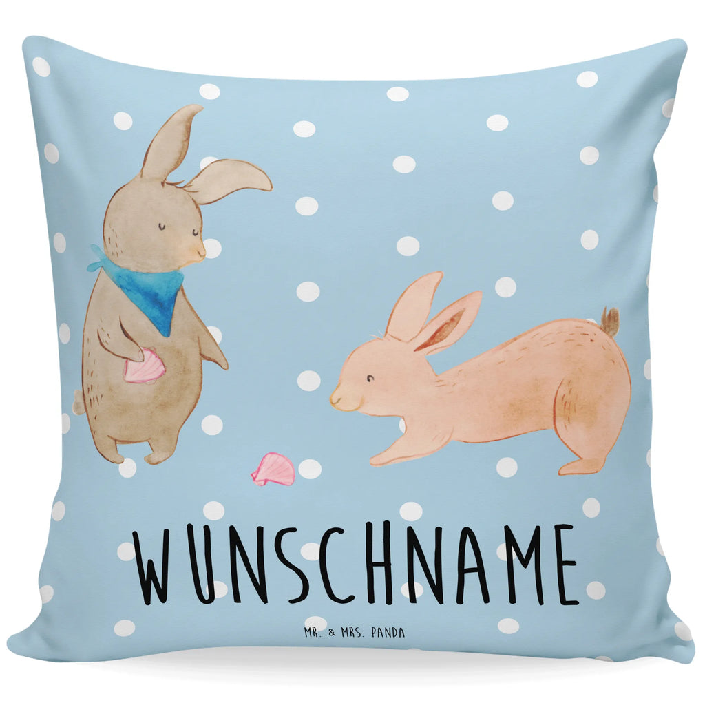 Personalisiertes Kissen Hasen Muschel Kopfkissen, Name, personalisiert, bedrucken, Kissen, Wunschname, Familie, Vatertag, Muttertag, Bruder, Schwester, Mama, Papa, Oma, Opa, Muscheln, Freundin, Muscheln sammeln, best friends, Meer, Freundinnen, beste Freundin, Hasen, BFF