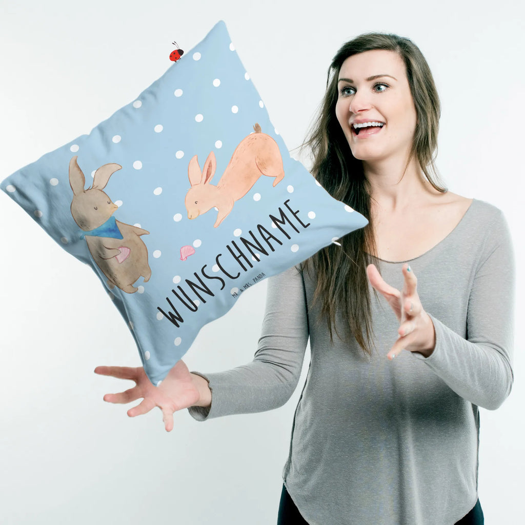 Personalisiertes Kissen Hasen Muschel Kopfkissen, Name, personalisiert, bedrucken, Kissen, Wunschname, Familie, Vatertag, Muttertag, Bruder, Schwester, Mama, Papa, Oma, Opa, Muscheln, Freundin, Muscheln sammeln, best friends, Meer, Freundinnen, beste Freundin, Hasen, BFF