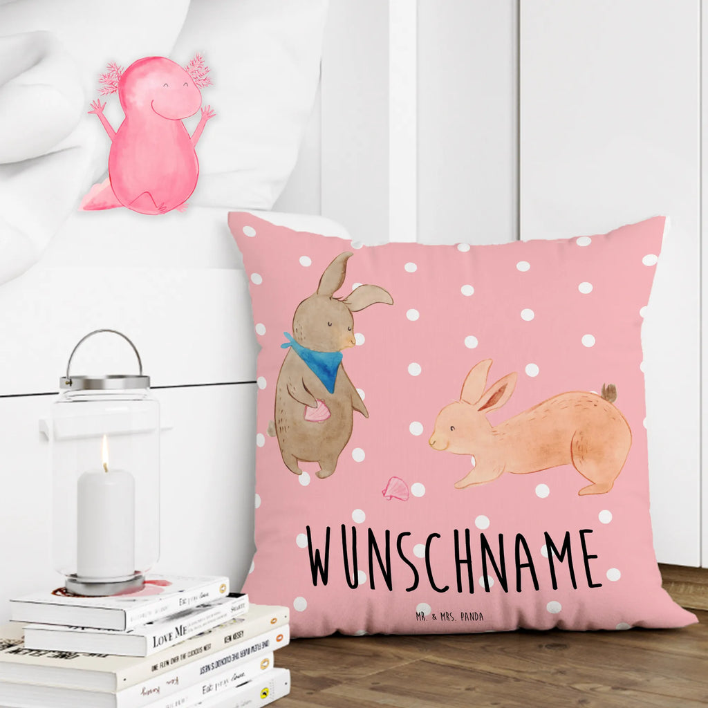 Personalisiertes Kissen Hasen Muschel Kopfkissen, Name, personalisiert, bedrucken, Kissen, Wunschname, Familie, Vatertag, Muttertag, Bruder, Schwester, Mama, Papa, Oma, Opa, Muscheln, Freundin, Muscheln sammeln, best friends, Meer, Freundinnen, beste Freundin, Hasen, BFF