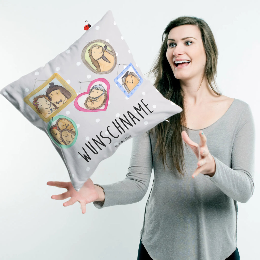 Personalised cushion Hedgehog family Personalisiert, Bedrucken, Kopfkissen, Kissen, Name, Wunschname, Schwester, Familie, Vatertag, Opa, Oma, Muttertag, Papa, Mama, Bruder, Glück, Bilder, Igel, Liebe, Zusammenhalt