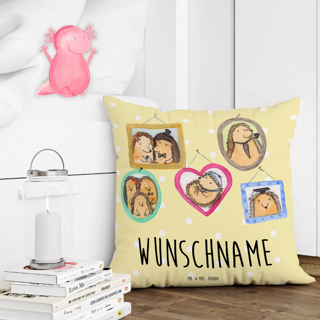 Personalised cushion Hedgehog family Personalisiert, Bedrucken, Kopfkissen, Kissen, Name, Wunschname, Schwester, Familie, Vatertag, Opa, Oma, Muttertag, Papa, Mama, Bruder, Glück, Bilder, Igel, Liebe, Zusammenhalt
