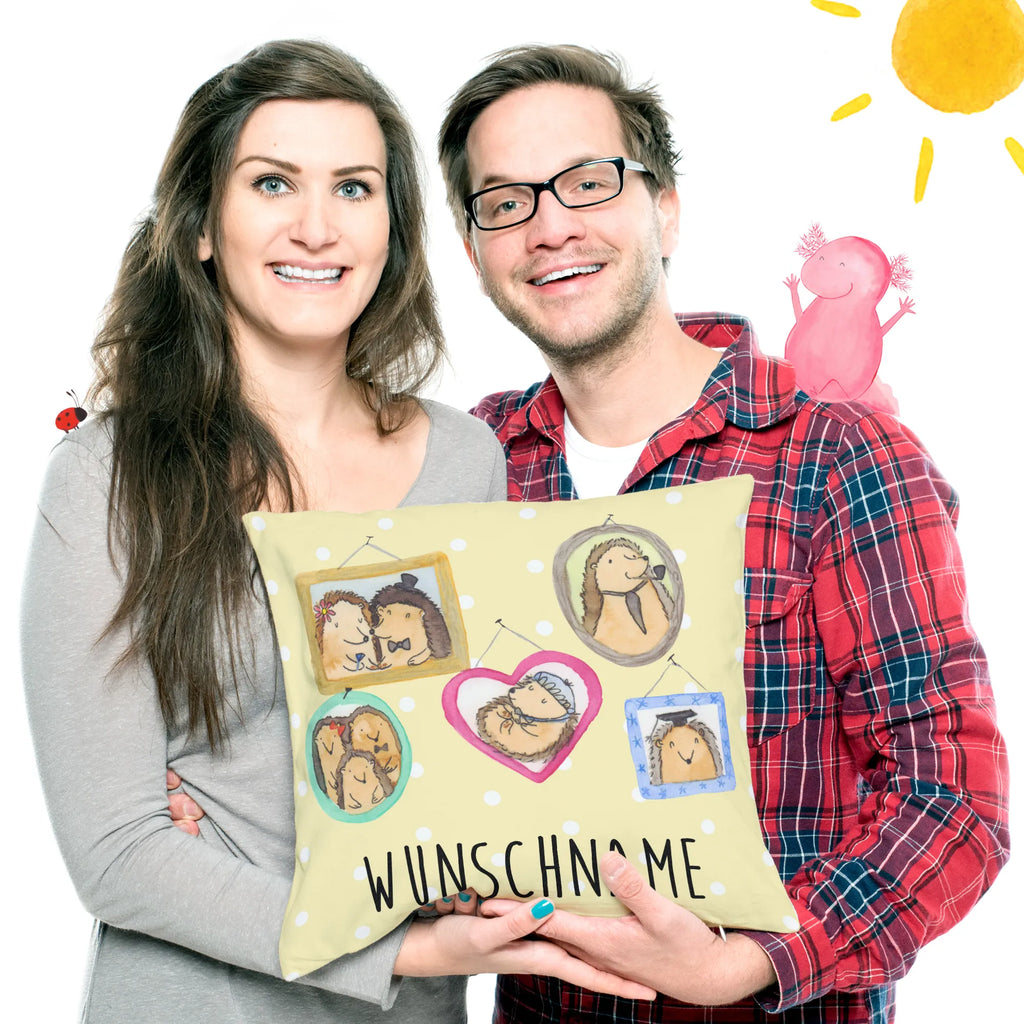 Personalised cushion Hedgehog family Personalisiert, Bedrucken, Kopfkissen, Kissen, Name, Wunschname, Schwester, Familie, Vatertag, Opa, Oma, Muttertag, Papa, Mama, Bruder, Glück, Bilder, Igel, Liebe, Zusammenhalt