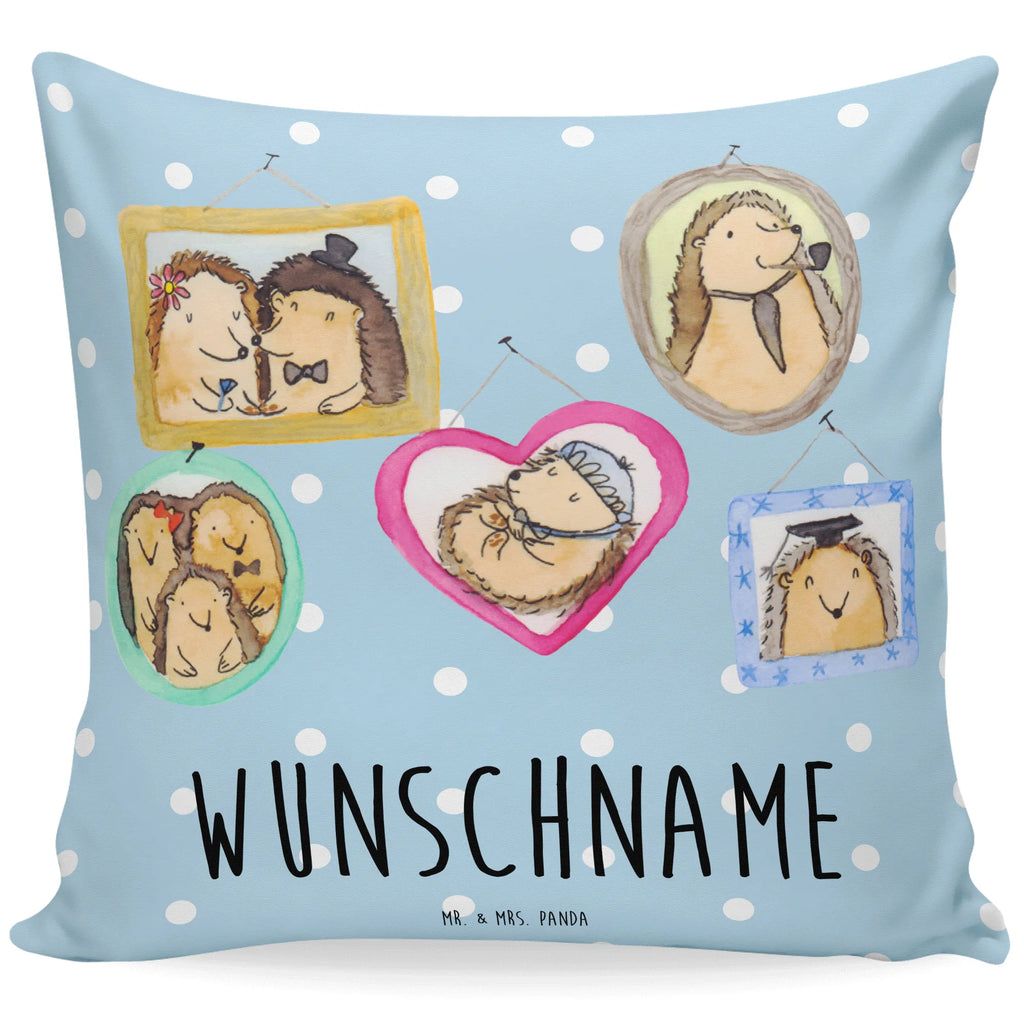 Personalised cushion Hedgehog family Personalisiert, Bedrucken, Kopfkissen, Kissen, Name, Wunschname, Schwester, Familie, Vatertag, Opa, Oma, Muttertag, Papa, Mama, Bruder, Glück, Bilder, Igel, Liebe, Zusammenhalt