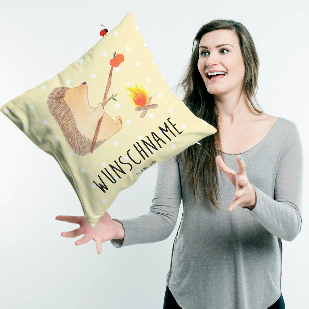 Personalised cushion Hedgehog grilling small animals, cute, funny, cute animal motives, hand drawn, small world, funny sayings, good mood, happy, gifts, gift ideas, special gifts, animal lover, card, unemployed, motivation, barbecue, goals, meaning of life, saying, hedgehog