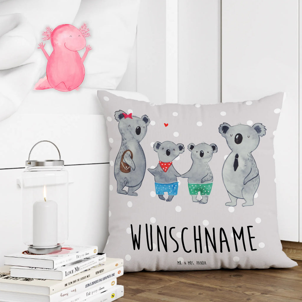 Personalised cushion Koala family with two kids Name, Kissen, bedrucken, Wunschname, Kopfkissen, personalisiert, Familie, Vatertag, Muttertag, Bruder, Schwester, Mama, Papa, Oma, Opa, Familienleben, Koala, beste Familie, Lieblingsfamilie, Koalafamilie, Familienzeit, Koalabär