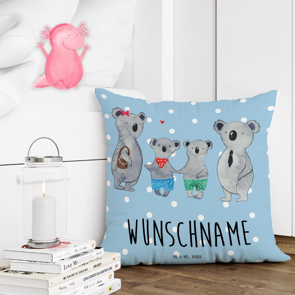 Personalised cushion Koala family with two kids Name, Kissen, bedrucken, Wunschname, Kopfkissen, personalisiert, Familie, Vatertag, Muttertag, Bruder, Schwester, Mama, Papa, Oma, Opa, Familienleben, Koala, beste Familie, Lieblingsfamilie, Koalafamilie, Familienzeit, Koalabär