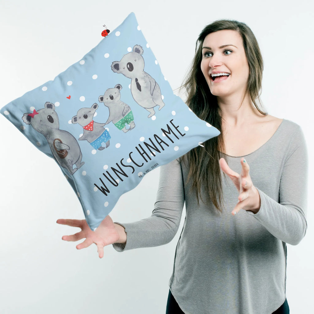 Personalised cushion Koala family with two kids Name, Kissen, bedrucken, Wunschname, Kopfkissen, personalisiert, Familie, Vatertag, Muttertag, Bruder, Schwester, Mama, Papa, Oma, Opa, Familienleben, Koala, beste Familie, Lieblingsfamilie, Koalafamilie, Familienzeit, Koalabär
