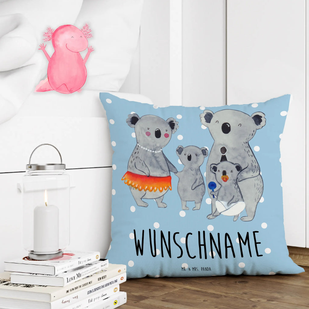 Personalised cushion Koala Family bedrucken, Wunschname, Kissen, Name, personalisiert, Kopfkissen, Familie, Vatertag, Muttertag, Bruder, Schwester, Mama, Papa, Oma, Opa, Koalas, Family, Kinder, Familienleben, Koala, Geschwister