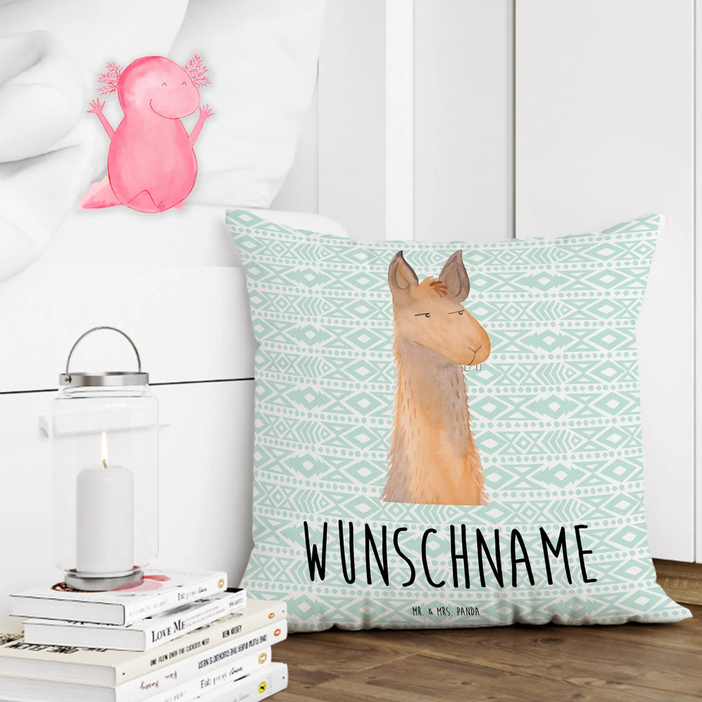 Personalisiertes Kissen Lamakopf genervt Kissen, Kopfkissen, personalisiert, bedrucken, Name, Wunschname, Lama, Alpaka, Azubi, Büroalltag, Recht haben, genervt sein, Lamas, Büro, Chefin, Chef, beste Freundin, Freundin, Partnerin