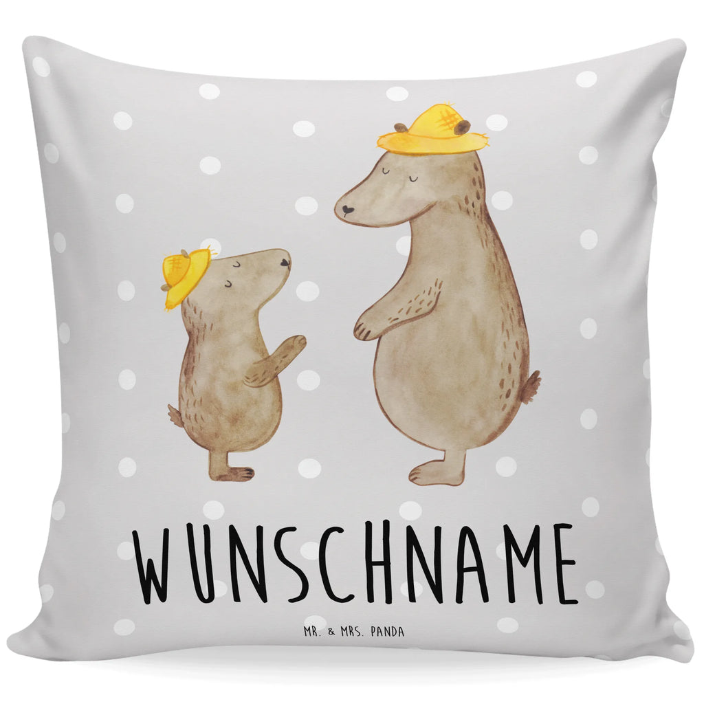 Personalizowana poduszka Niedźwiedzie z kapeluszami Kissen, Name, Kopfkissen, Personalisiert, Wunschname, Bedrucken, Schwester, Familie, Vatertag, Opa, Oma, Muttertag, Papa, Mama, Bruder, Bären, Kind, Paps, Lieblingsmensch, Kinder, Dad, Söhne, Papi, Bär, Vorbild, Daddy, Vater-Sohn, Vater, Sohn, Family