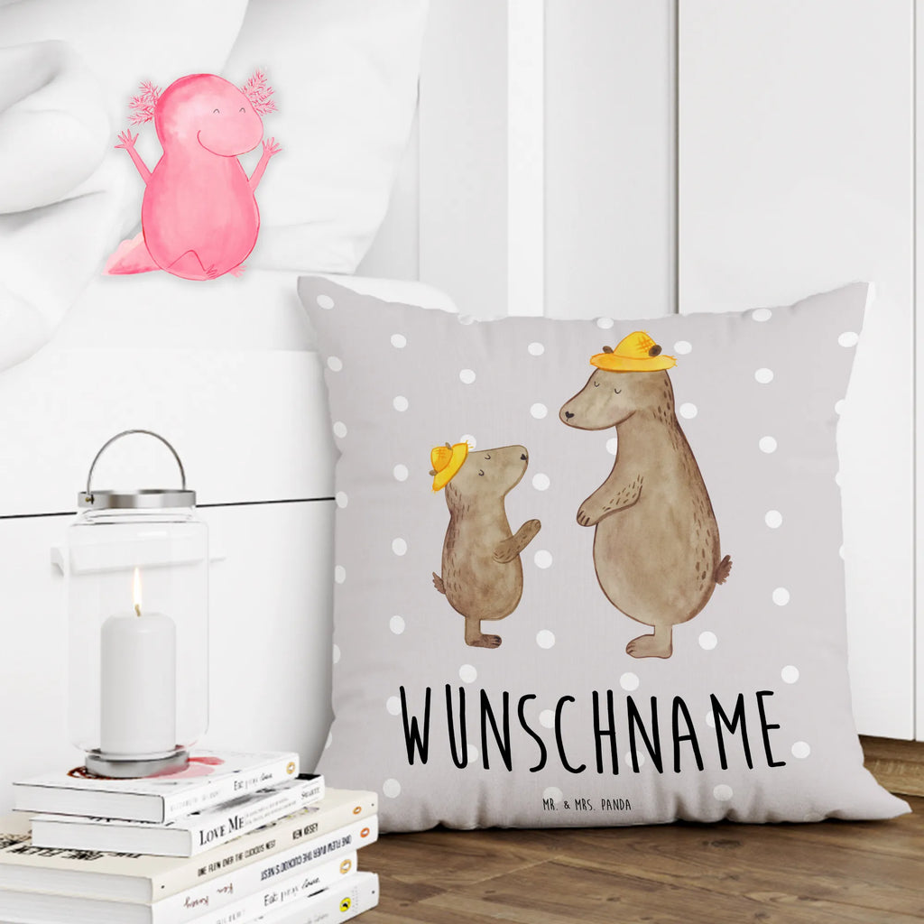 Personalizowana poduszka Niedźwiedzie z kapeluszami Kissen, Name, Kopfkissen, Personalisiert, Wunschname, Bedrucken, Schwester, Familie, Vatertag, Opa, Oma, Muttertag, Papa, Mama, Bruder, Bären, Kind, Paps, Lieblingsmensch, Kinder, Dad, Söhne, Papi, Bär, Vorbild, Daddy, Vater-Sohn, Vater, Sohn, Family