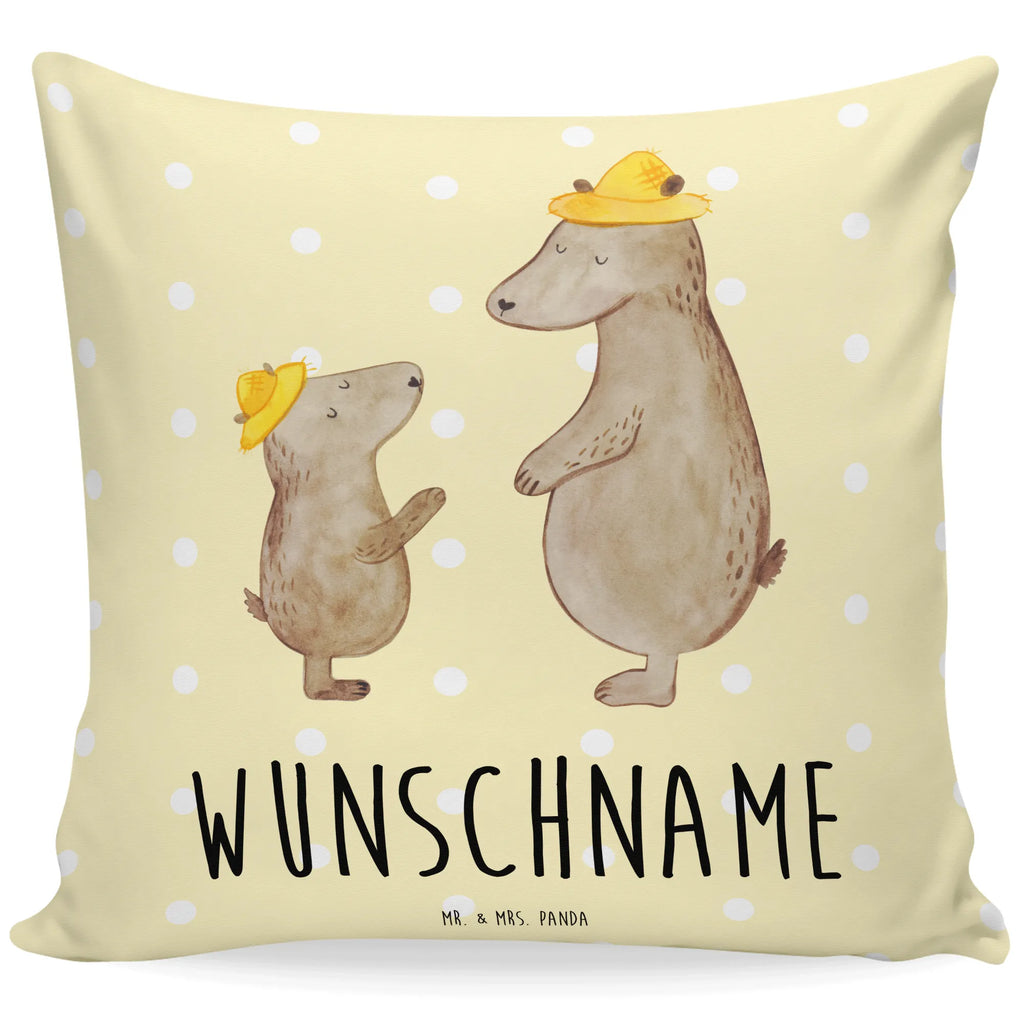 Personalizowana poduszka Niedźwiedzie z kapeluszami Kissen, Name, Kopfkissen, Personalisiert, Wunschname, Bedrucken, Schwester, Familie, Vatertag, Opa, Oma, Muttertag, Papa, Mama, Bruder, Bären, Kind, Paps, Lieblingsmensch, Kinder, Dad, Söhne, Papi, Bär, Vorbild, Daddy, Vater-Sohn, Vater, Sohn, Family