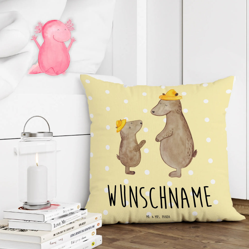 Personalizowana poduszka Niedźwiedzie z kapeluszami Kissen, Name, Kopfkissen, Personalisiert, Wunschname, Bedrucken, Schwester, Familie, Vatertag, Opa, Oma, Muttertag, Papa, Mama, Bruder, Bären, Kind, Paps, Lieblingsmensch, Kinder, Dad, Söhne, Papi, Bär, Vorbild, Daddy, Vater-Sohn, Vater, Sohn, Family