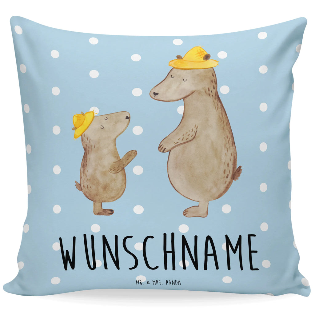 Personalizowana poduszka Niedźwiedzie z kapeluszami Kissen, Name, Kopfkissen, Personalisiert, Wunschname, Bedrucken, Schwester, Familie, Vatertag, Opa, Oma, Muttertag, Papa, Mama, Bruder, Bären, Kind, Paps, Lieblingsmensch, Kinder, Dad, Söhne, Papi, Bär, Vorbild, Daddy, Vater-Sohn, Vater, Sohn, Family