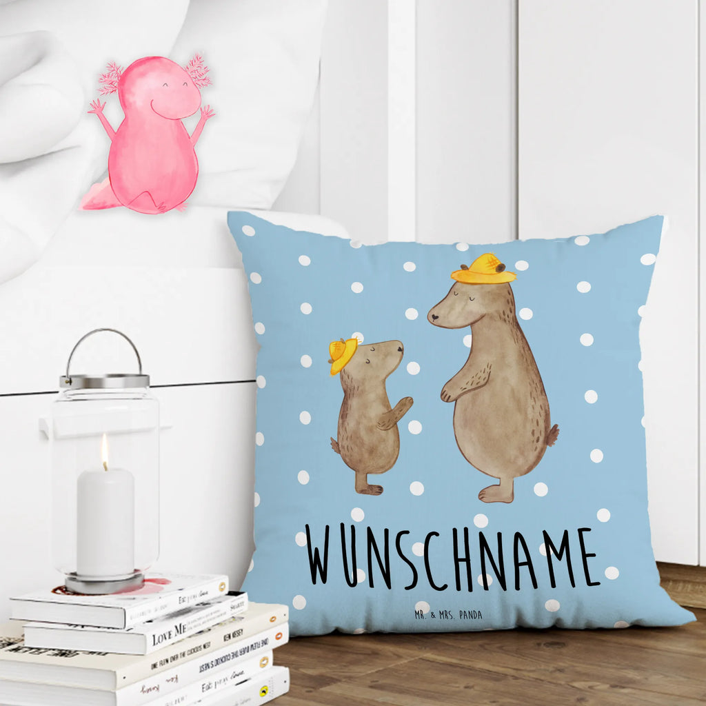 Personalizowana poduszka Niedźwiedzie z kapeluszami Kissen, Name, Kopfkissen, Personalisiert, Wunschname, Bedrucken, Schwester, Familie, Vatertag, Opa, Oma, Muttertag, Papa, Mama, Bruder, Bären, Kind, Paps, Lieblingsmensch, Kinder, Dad, Söhne, Papi, Bär, Vorbild, Daddy, Vater-Sohn, Vater, Sohn, Family