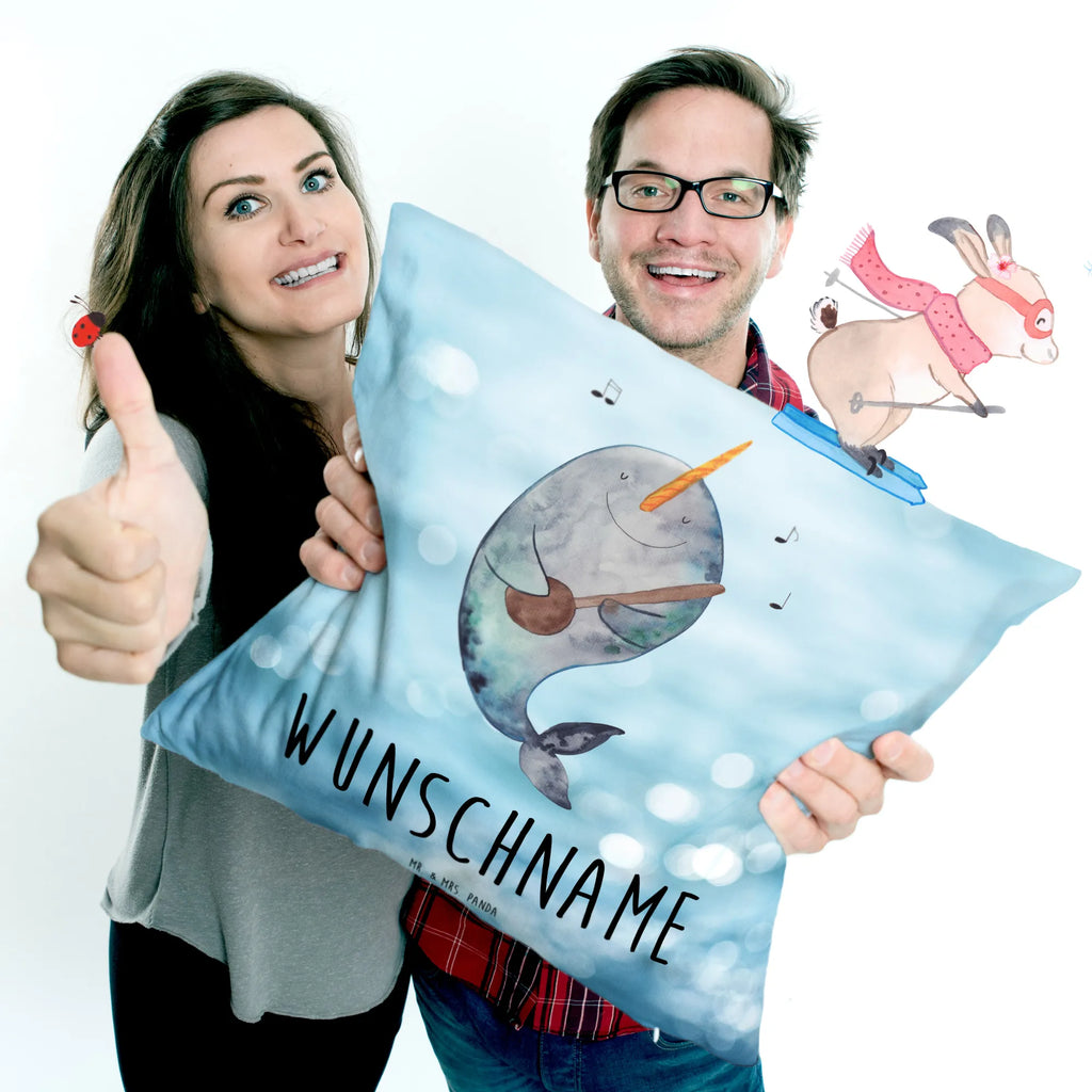 Personalisiertes Kissen Narwal Gitarre Kissen, Name, Kopfkissen, bedrucken, personalisiert, Wunschname, Meerestiere, Meer, Urlaub, Problemlösung, Gitarre, Narwal, Probleme, Wal, Gespräche, Tanzen, Frust