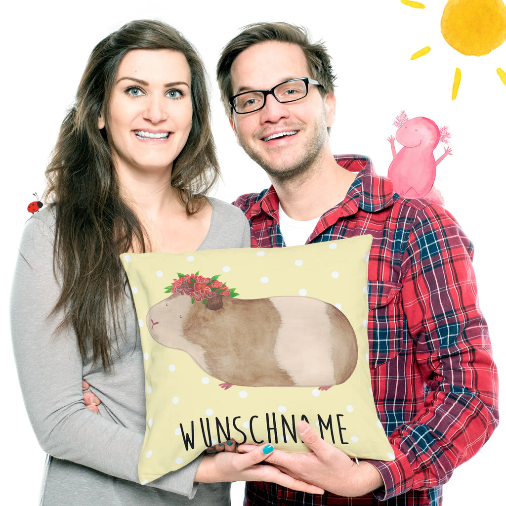 Personalisiertes Kissen Meerschweinchen weise Kopfkissen, Wunschname, Kissen, personalisiert, Name, bedrucken, Tiermotive, Gute Laune, lustige Sprüche, Tiere, Wunderland, Spruch, Motivation, Meerschweinchen, Realität, Wunder, Meerie, Meeries, Blumenkind, Weisheit