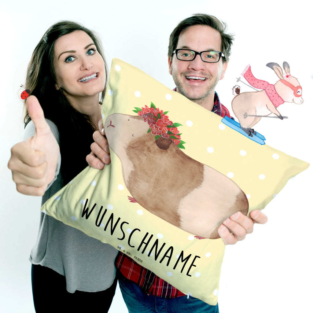 Personalisiertes Kissen Meerschweinchen weise Kopfkissen, Wunschname, Kissen, personalisiert, Name, bedrucken, Tiermotive, Gute Laune, lustige Sprüche, Tiere, Wunderland, Spruch, Motivation, Meerschweinchen, Realität, Wunder, Meerie, Meeries, Blumenkind, Weisheit