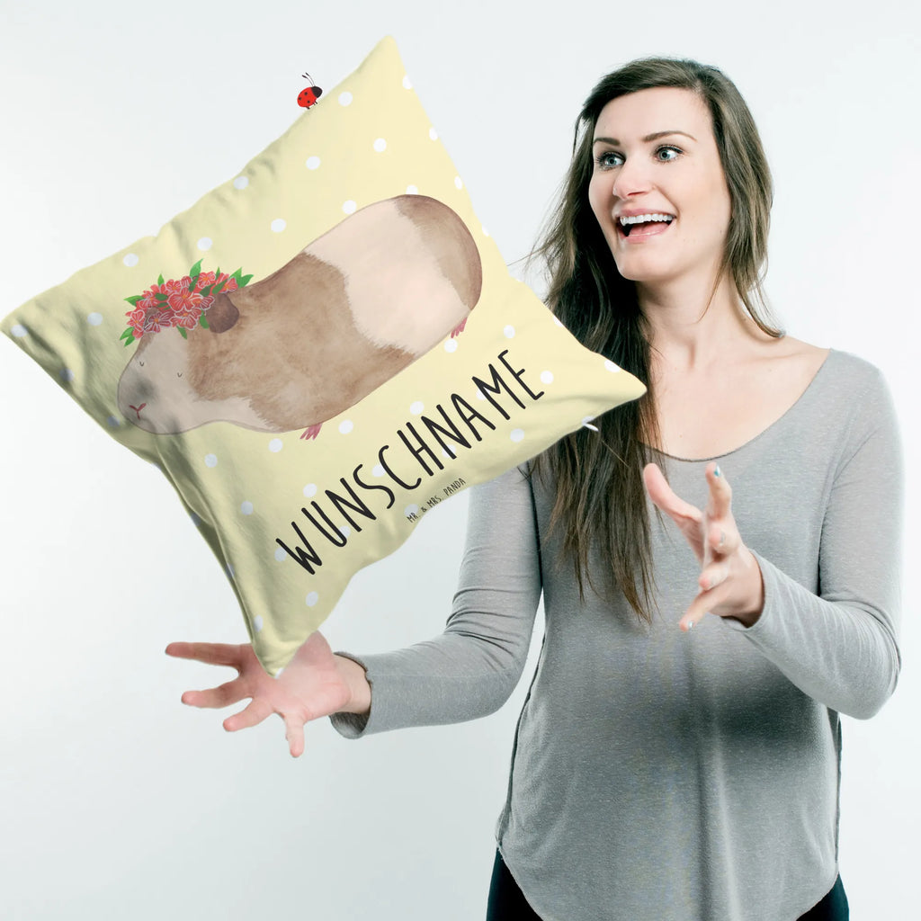 Personalisiertes Kissen Meerschweinchen weise Kopfkissen, Wunschname, Kissen, personalisiert, Name, bedrucken, Tiermotive, Gute Laune, lustige Sprüche, Tiere, Wunderland, Spruch, Motivation, Meerschweinchen, Realität, Wunder, Meerie, Meeries, Blumenkind, Weisheit