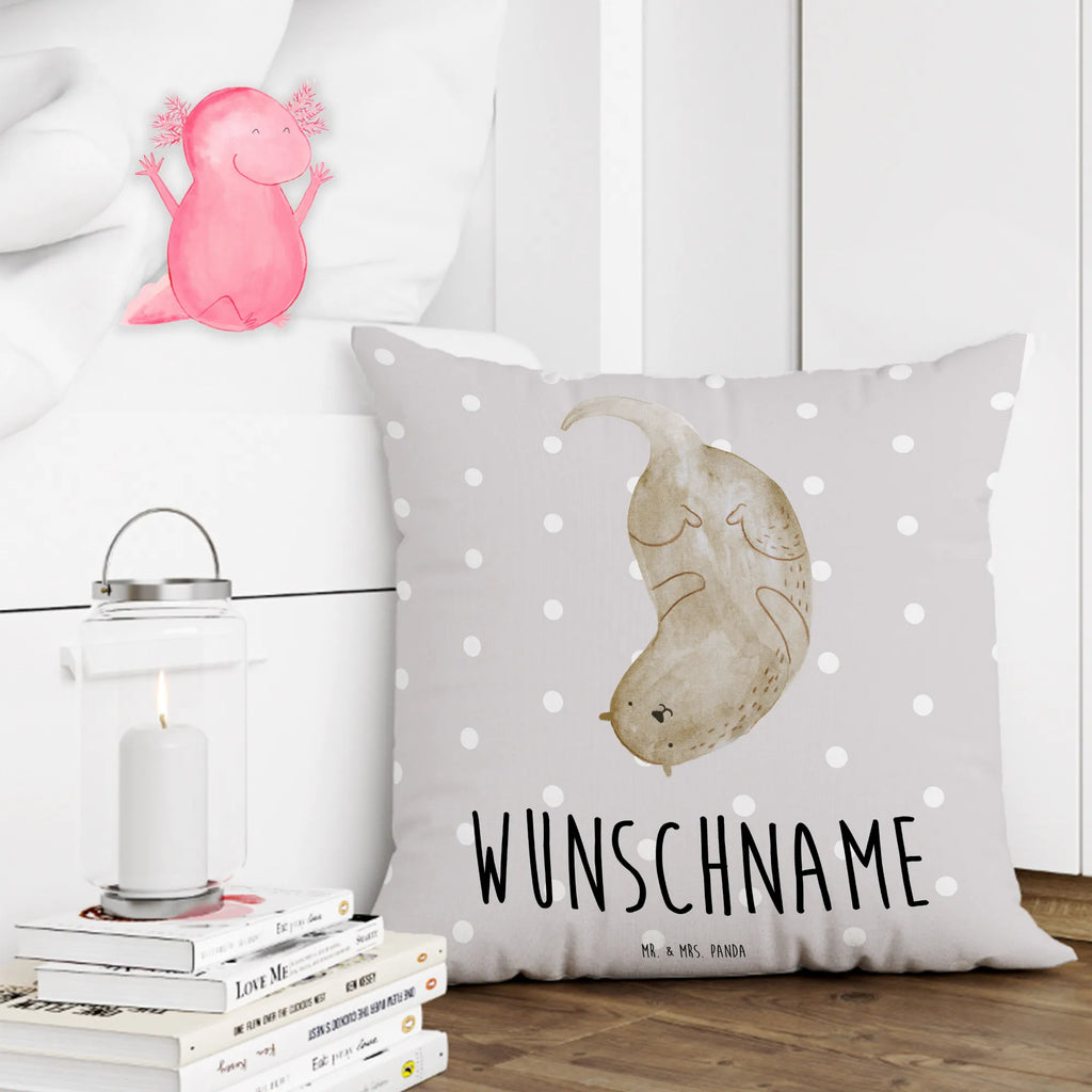 Personalised cushion otter upside down otter, marten, sea otter, European otter, water mammal, aquatic animal, baby otter, predator, water, otter gifts, animal lover, gift ideas for animal lovers, animal, mammal, water animal, gifts for people in love, Otter Sea Otter Lake Otter