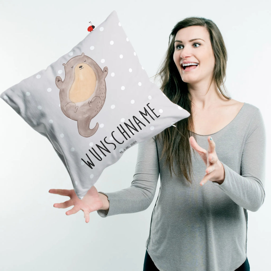 Personalised cushion otter Embrace otter, marten, sea otter, European otter, water mammal, aquatic animal, baby otter, predator, water, otter gifts, animal lover, gift ideas for animal lovers, animal, mammal, water animal, gifts for people in love, Otter Sea Otter Lake Otter