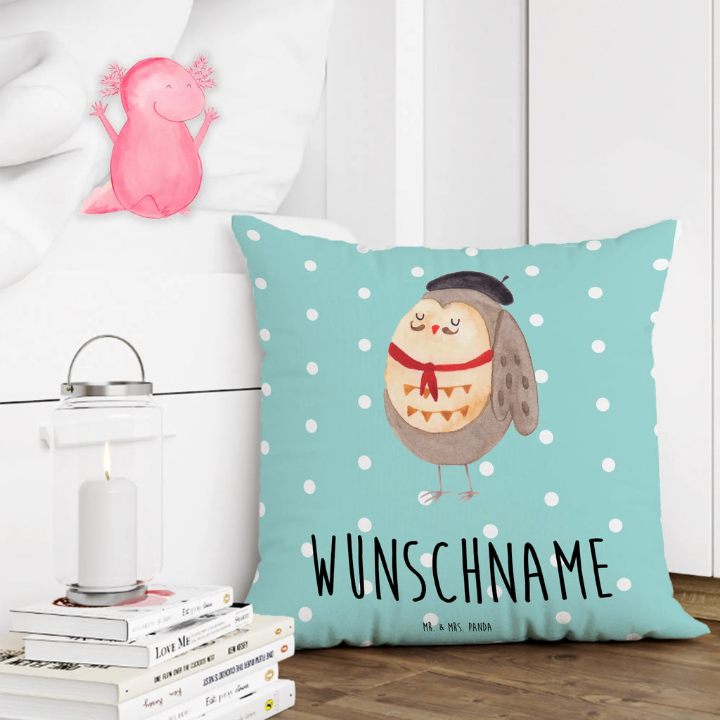Personalised cushion Owl France owl, forest animal, bird, nocturnal, gift ideas, birthday present, illustrated, funny, romantic gift, owl decor, hibou, Owl, Life is beautiful, Owl decoration, Owls, Say French, Say beautiful, La vie est belle, France