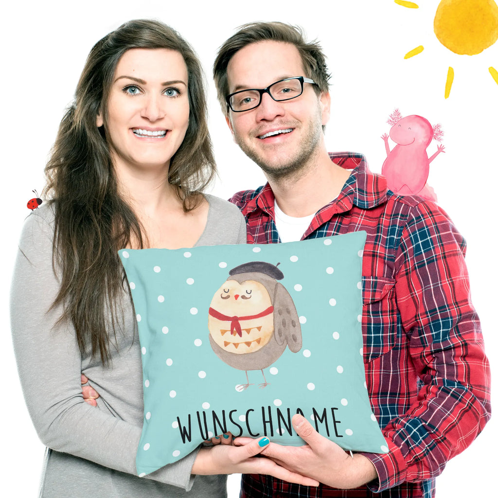 Personalised cushion Owl France owl, forest animal, bird, nocturnal, gift ideas, birthday present, illustrated, funny, romantic gift, owl decor, hibou, Owl, Life is beautiful, Owl decoration, Owls, Say French, Say beautiful, La vie est belle, France