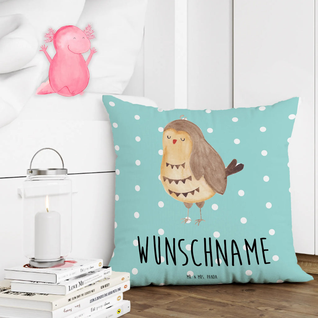Personalisiertes Kissen Eule Zufrieden Bedrucken, Wunschname, Kopfkissen, Kissen, Name, Personalisiert, Eule, Romantisch, Spruch schön, Geschenk Hochzeitstag, Eule Deko, Wortspiel Lustig, Eule Spruch, Liebe Spruch, Owl