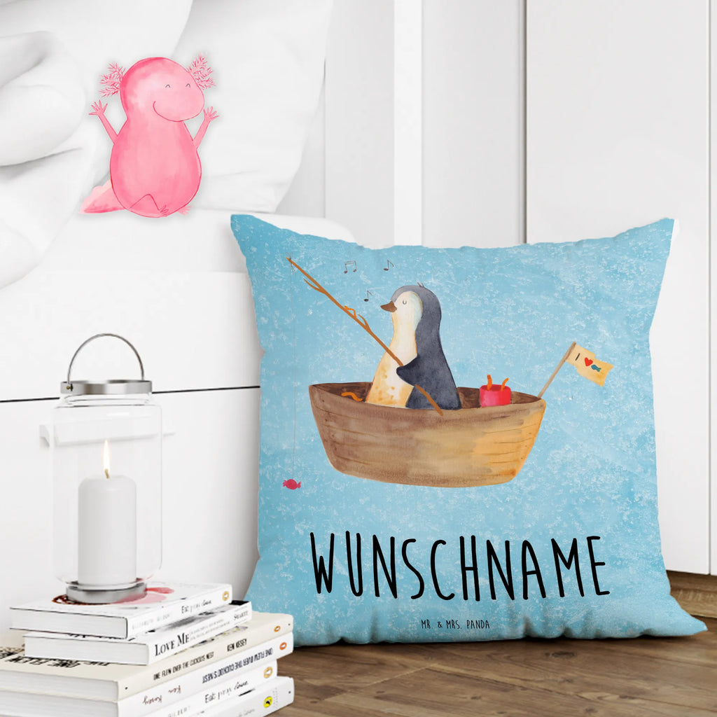 Personalised cushion Penguin fishing boat Penguin, North Pole, Winter, Penguins, divorce, life, fishing boat, new start, fishing, new beginning, gift idea heartache, separation, motivation, enjoy, love of life, boat, penguins